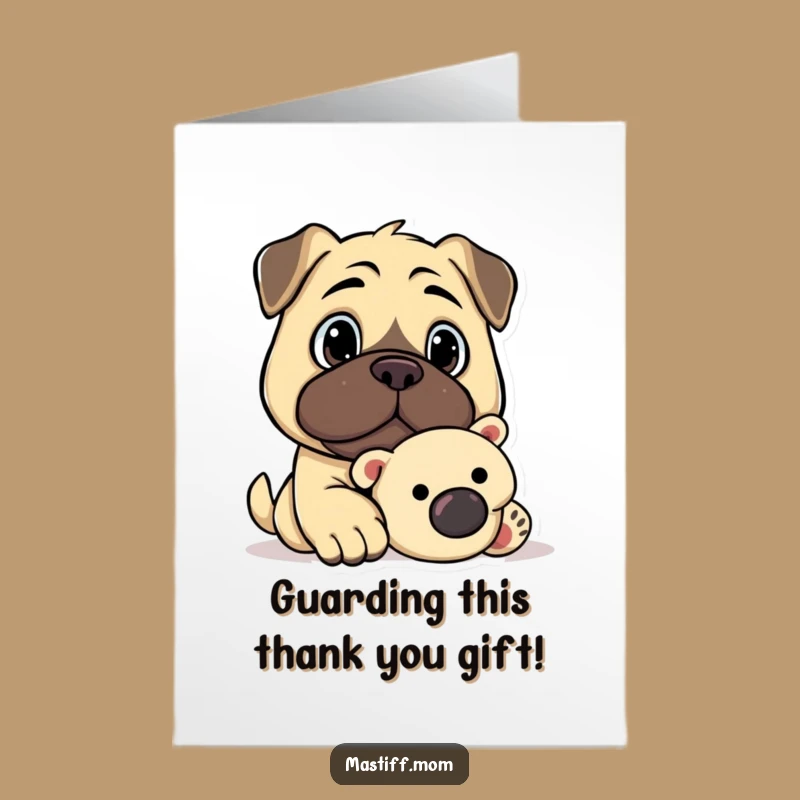 Kawaii Mastiff Thank You Card Free Printable: Loyal Guard Dog Gratitude Express