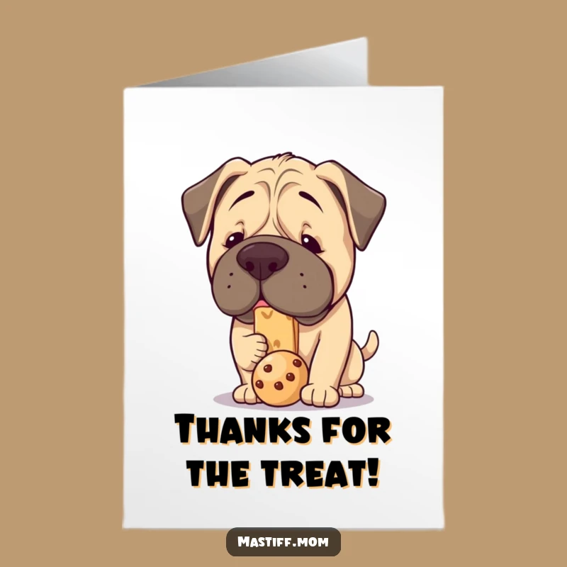 Free Printable Kawaii Mastiff Thank You Card: Funny Dog Appreciation Downloadable Express