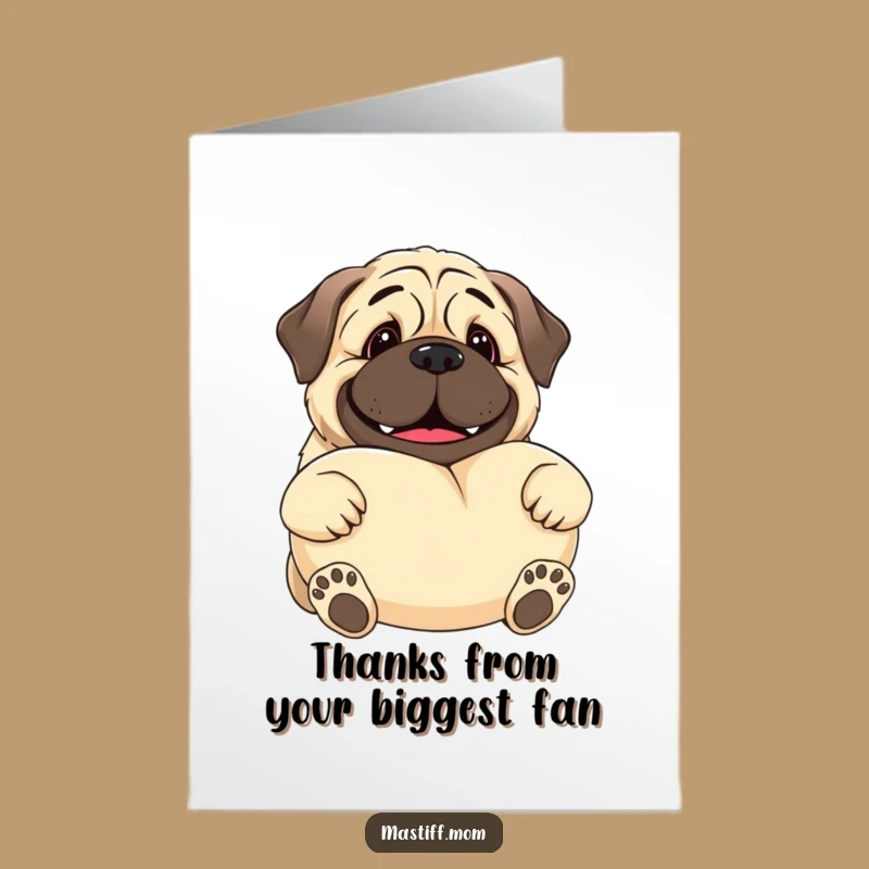 Free Printable Thank You Card: Kawaii Mastiff Pillow Hug