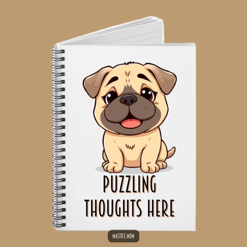 Funny Kawaii Mastiff Bewildered Notebook - Happy Dog Journal Gift