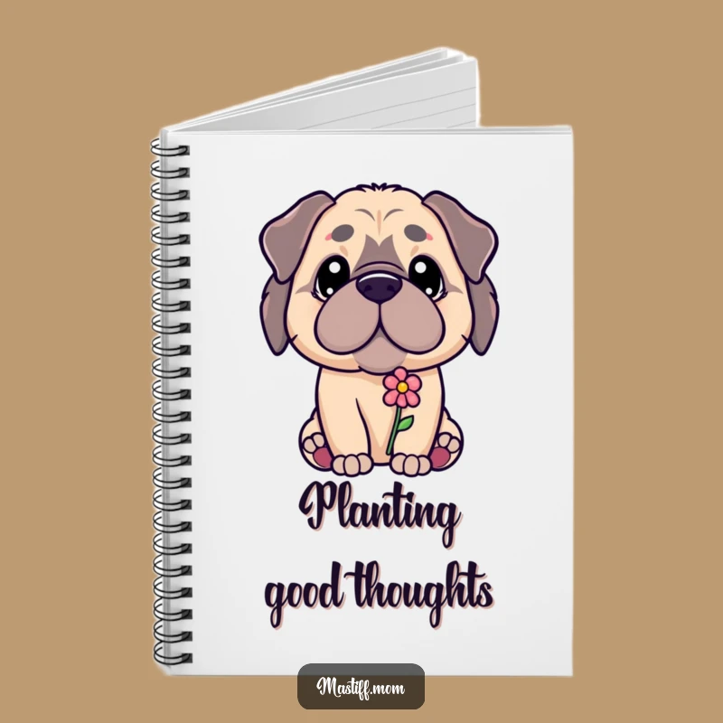 Funny Kawaii Mastiff Notebook - Flower Offering, Perfect for Notes & Funny Gift Ideas