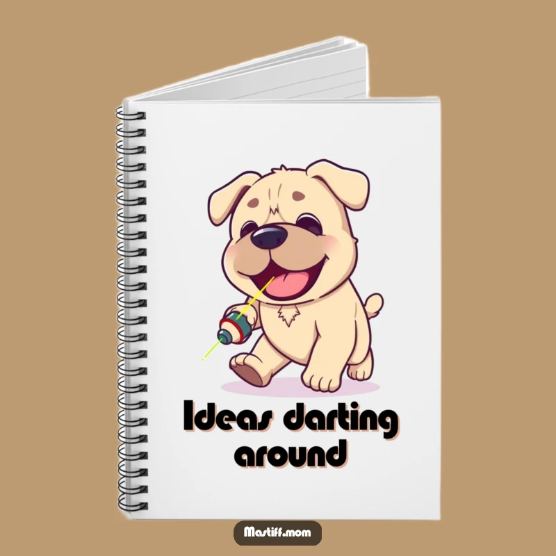 Funny Kawaii Mastiff Notebook - Laser Chasing Dog Stationery Gift