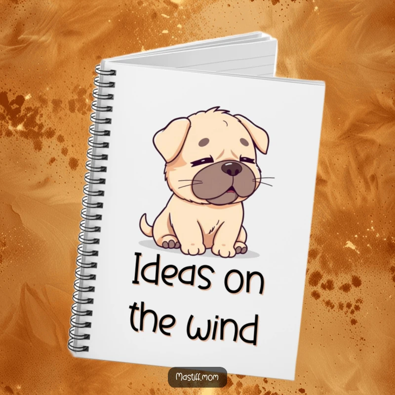 Funny Kawaii Mastiff Notebook: A content, cute dog with eyes closed, enjoying a gentle breeze, perfect for calm note-taking.