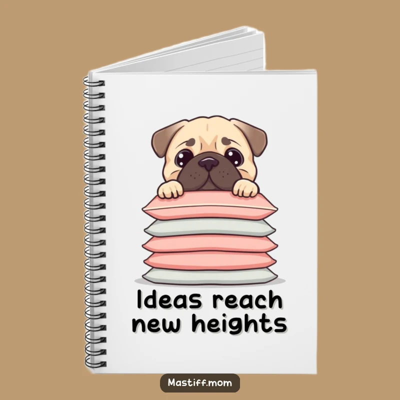 Funny Kawaii Mastiff Notebook - Cushion Peek, Perfect for Notes & Funny Gift Ideas
