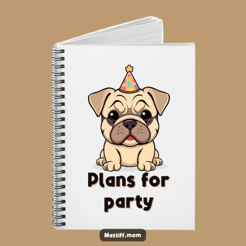Funny Kawaii Mastiff Puppy Party Hat Notebook: Festive Pup Journal Gift