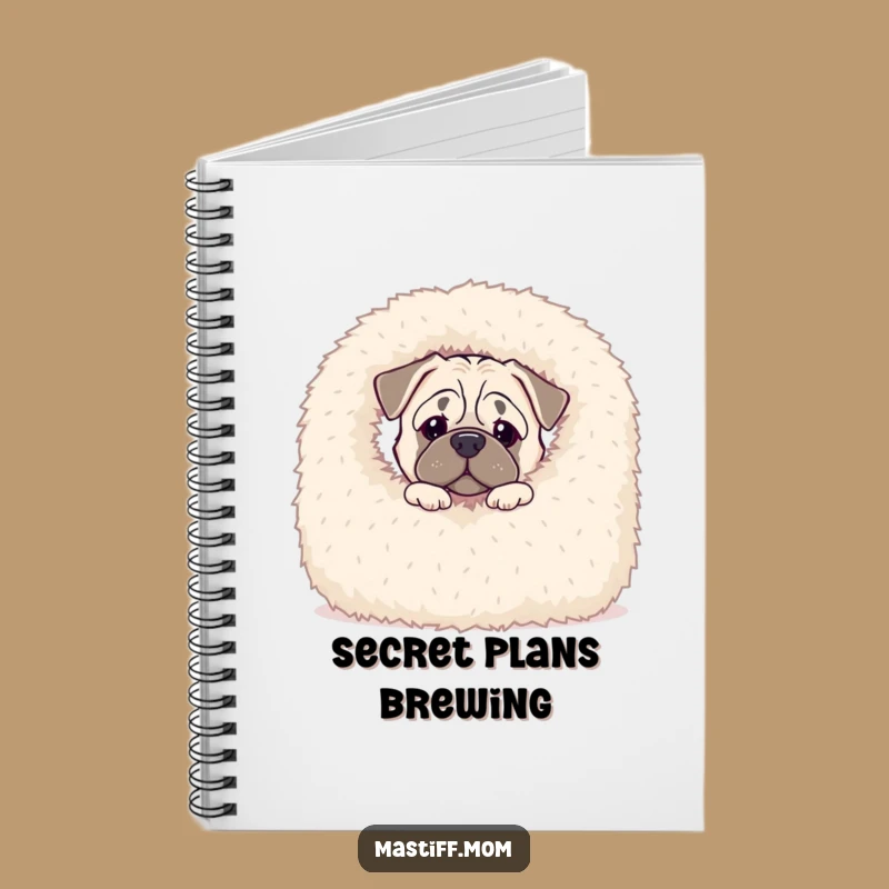 Funny Kawaii Mastiff Notebook - Peek-a-Boo Blanket Stationery Gift