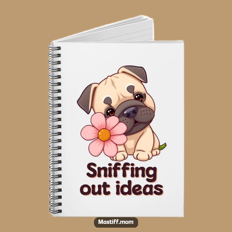 Funny Kawaii Mastiff Notebook - Cute Dog Flower Journal Gift