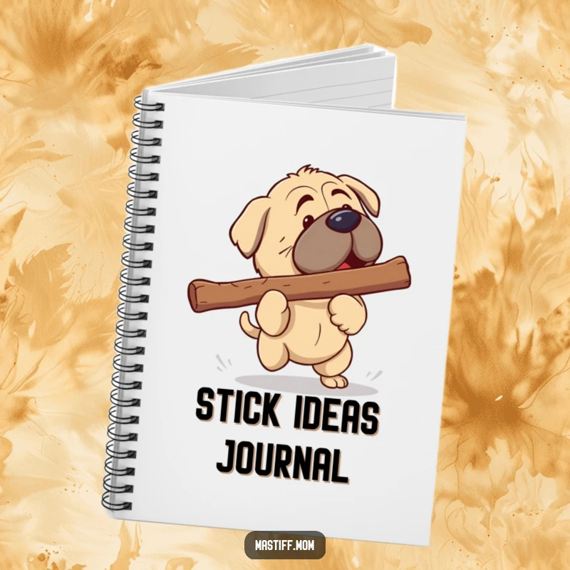 Funny Mastiff Notebook: Adorable kawaii Mastiff focused on fetching a huge stick, ready to plan adventures.