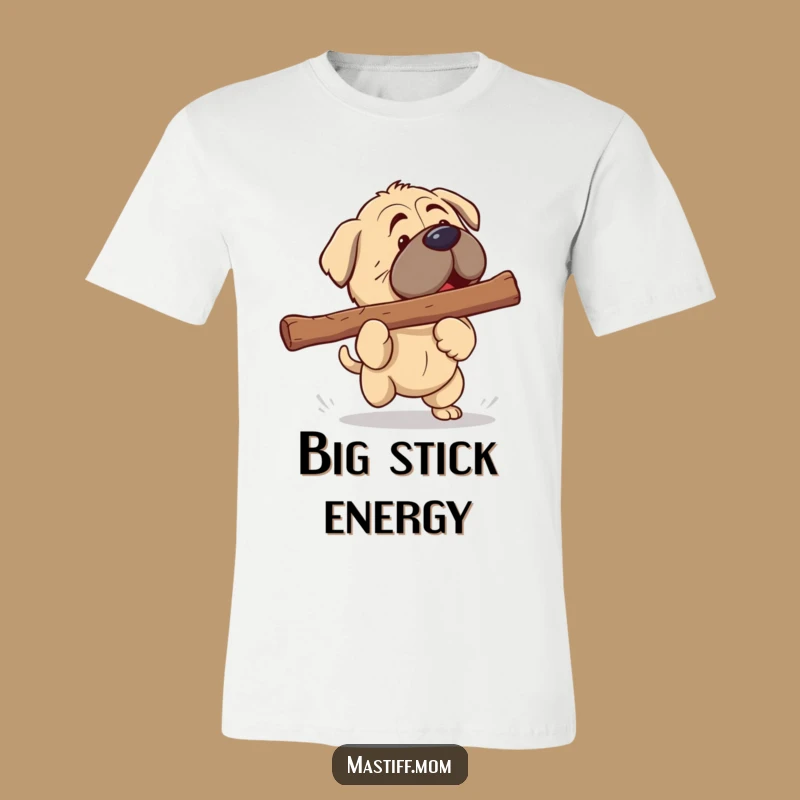 Funny Kawaii Mastiff T-Shirt: Giant Stick Fetch Happiness - Humorous Dog Tee Gift