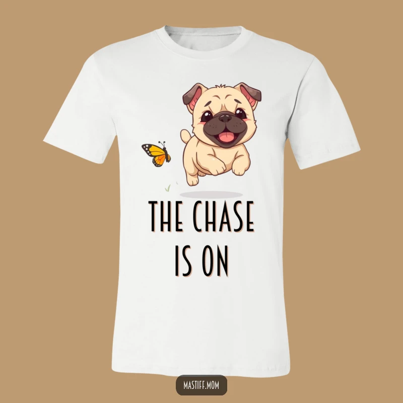 Funny Kawaii Mastiff Butterfly T-Shirt - Joyful Chase Design, Ideal Funny Gift for Pup Fans