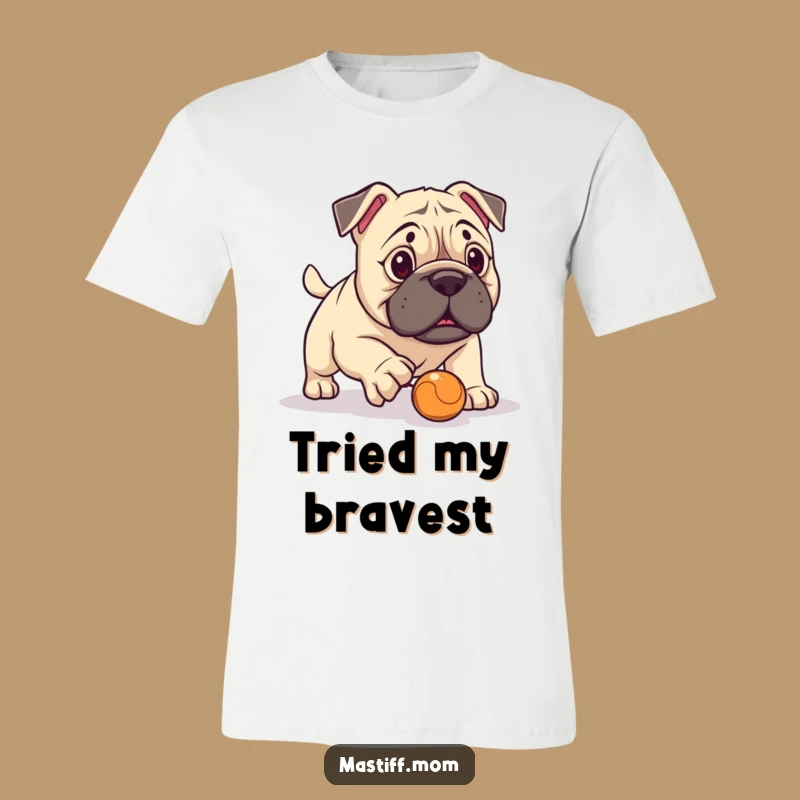 Funny Kawaii Mastiff Fetch Fail T-Shirt: Big Dog, Small Ball Humor