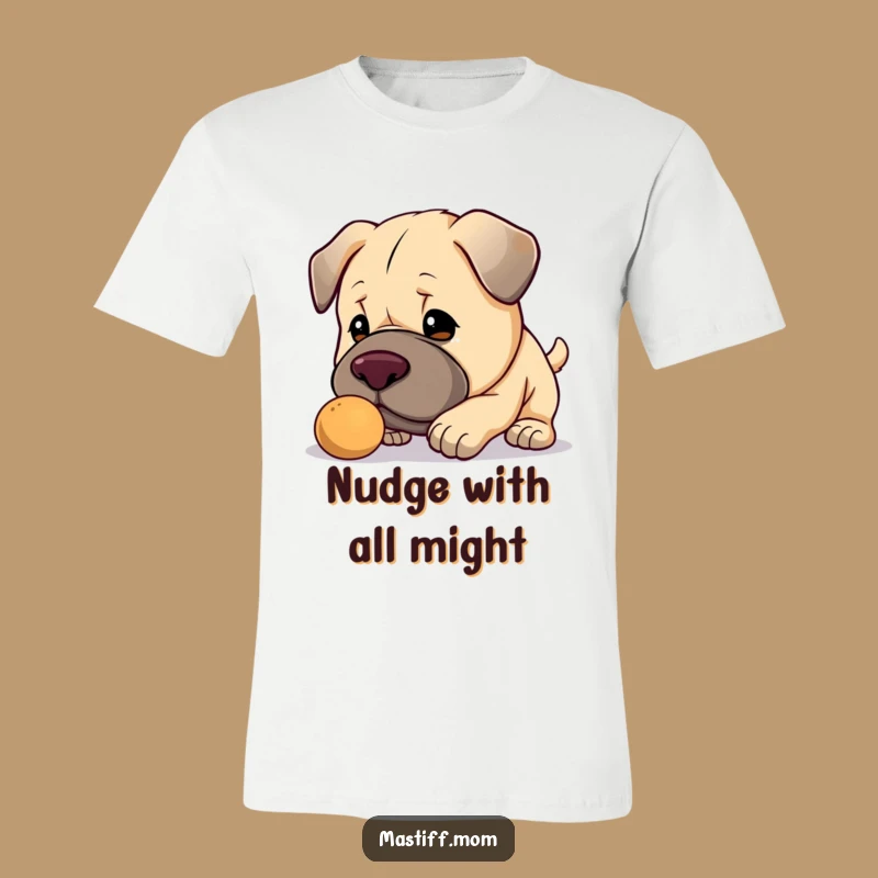 Funny Kawaii Mastiff T-Shirt: Gentle Nudge Action, Adorable Gift
