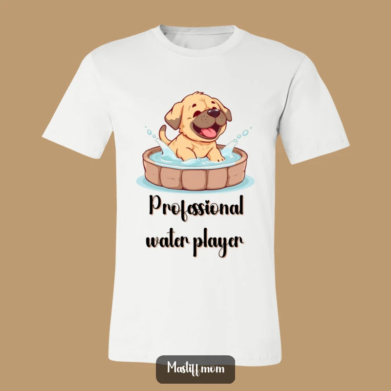 Funny Mastiff Cub Splashing T-Shirt: Giggling Puppy Pool Fun Tee