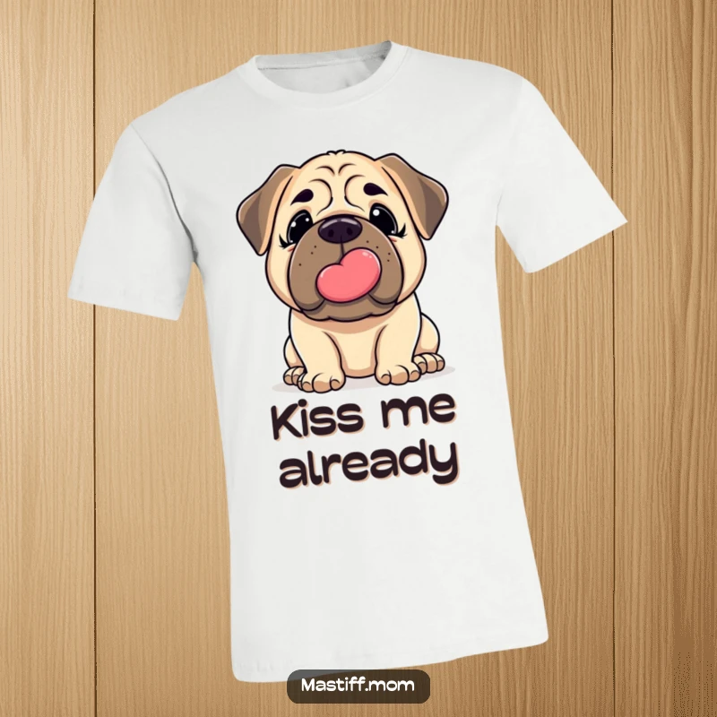 Funny Mastiff T-Shirt: Cute kawaii Mastiff giving a gentle nudge and a giant, happy, slobbery kiss.