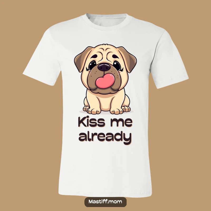 Funny Mastiff Kiss T-Shirt: Gentle Nudge Slobbery Hug - Humorous Dog Tee Gift