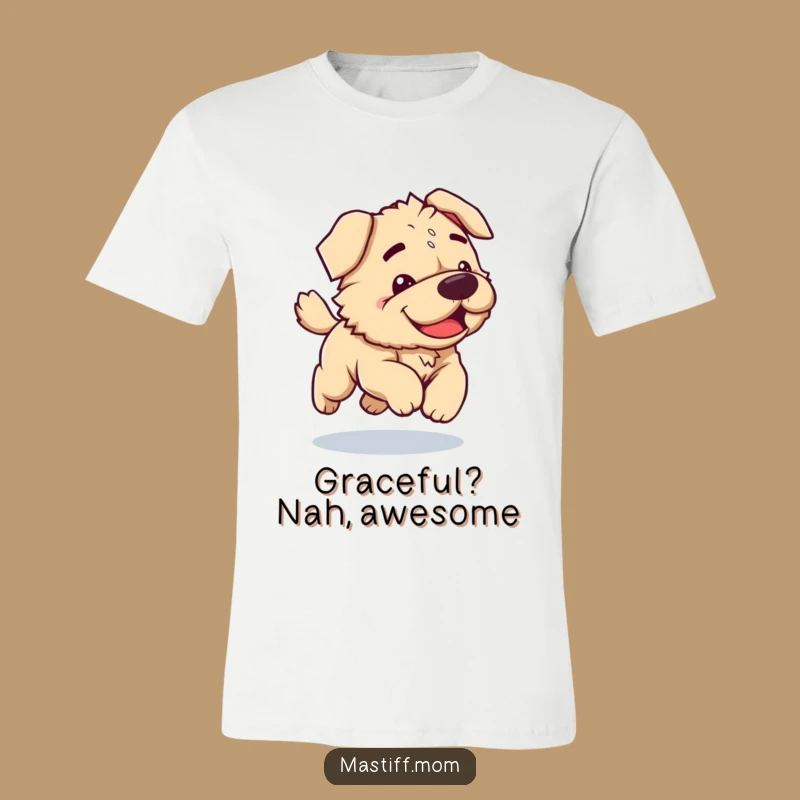 Funny Kawaii Mastiff T-Shirt: Clumsy Dog Joyfully Bounding, Perfect Funny Gift