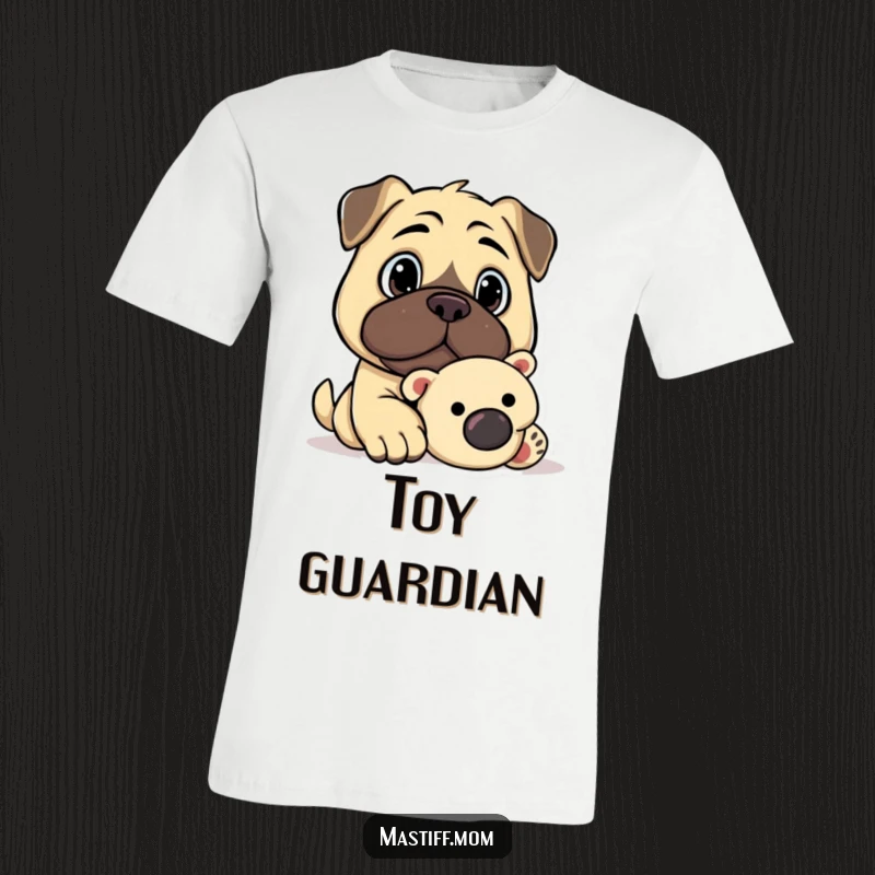 Funny Kawaii Mastiff Watchful Gaze Guarding Plush Toy T-Shirt, cute dog graphic, loyal protector, hilarious gift for Mastiff fans.