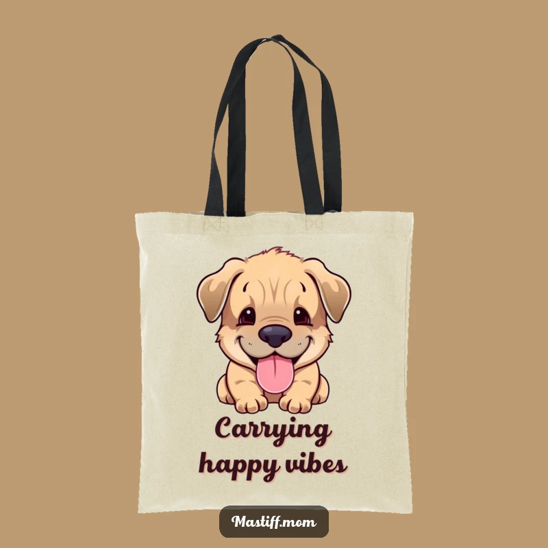 Funny Mastiff Cub Tote Bag: Carry Your Essentials with a Happy Puppy