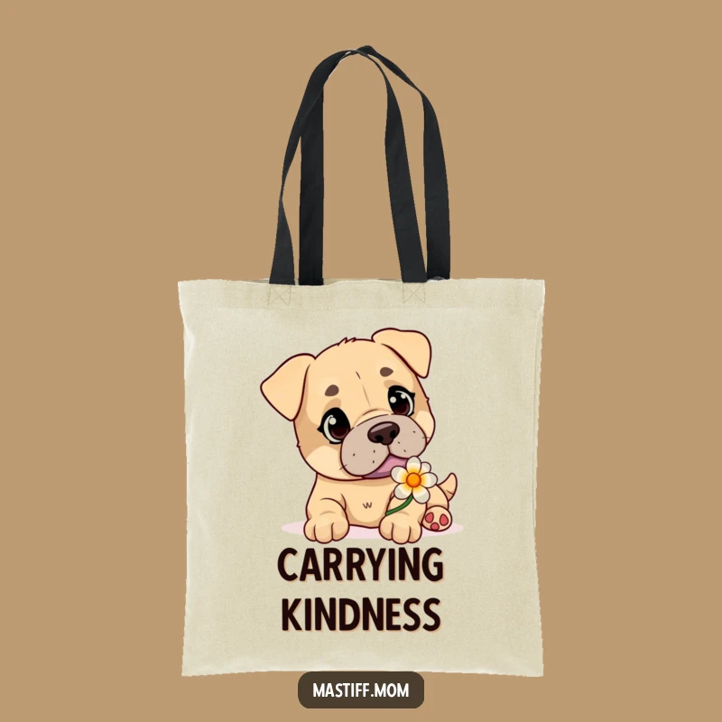 Funny Mastiff Bloom Carrier Tote Bag: Gentle Dog Flower Gift