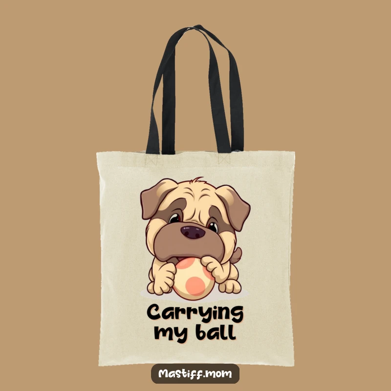 Funny Mastiff Ball Tote Bag - Playful Dog Shopping Bag Gift