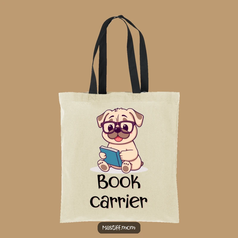 Funny Mastiff Book Haul Tote Bag: Reader Dog Carryall Gift