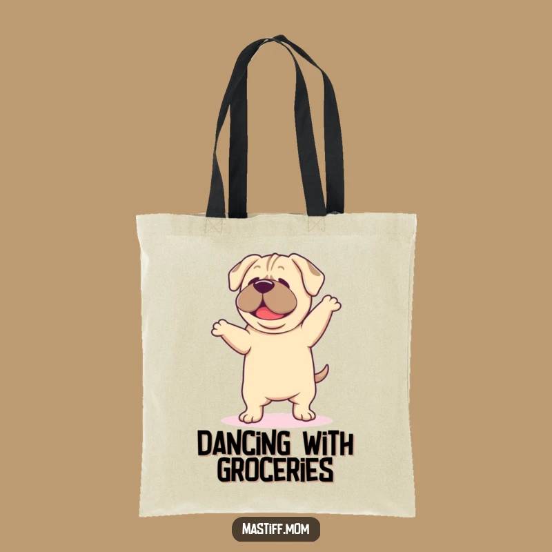 Funny Mastiff Dance Tote Bag: Happy Grooving Dog Owner Gift