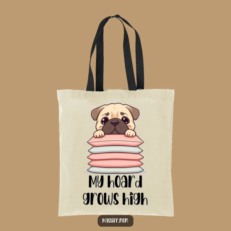 Funny Kawaii Mastiff Tote Bag - Cushion Peek Design, Practical & Humorous Funny Gift
