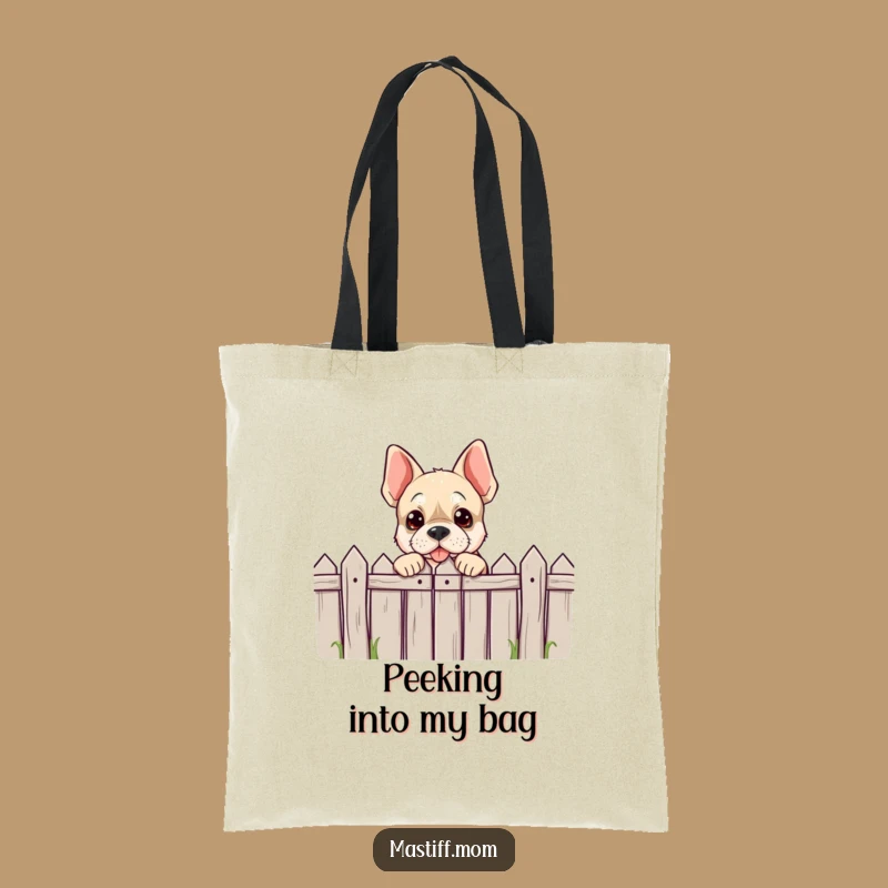 Funny Mastiff Peeking Tote Bag - Playful Dog Adventure Bag Gift